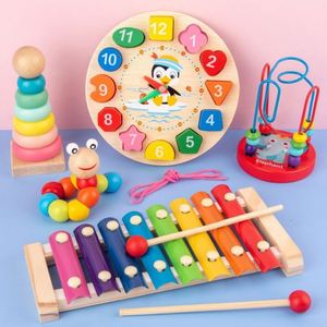 USSE Montessori Phim Hoạt Hình Động Vật Đính Cườm Hình Học Đồng Hồ Kỹ Thuật Số Câu Đố Giáo Dục Đồ Chơi Bằng Gỗ Cho Tuổi 2-4 Năm Unisex - Product Image 1