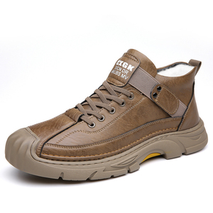 Stivali Casual da Uomo in <span class=keywords><strong>Ecopelle</strong></span> a Mezza Altezza, Doppio Rivestimento in Lana e Rete, Cinturino Elastico, Antiscivolo, Scarpe Invernali con Suola Rialzata - Product Image 5