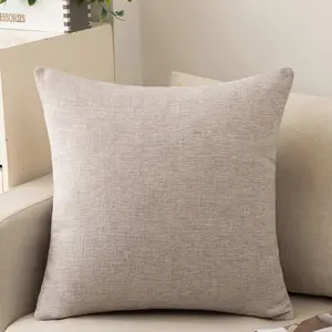 Solid Cushion Cover Home Decor Linen Pillow Case Polyester Pillow Cover For Sofa Bed Car Seat Customized