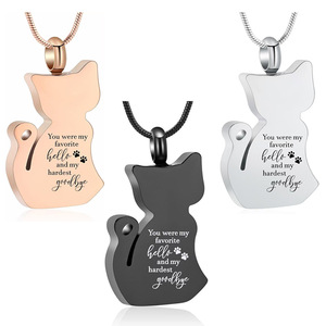 Collar con Colgante Personalizado para Cenizas de Mascotas, Acero Inoxidable Electrochapado, Joyería de Cremación para Gatos, Urna Abrible - Product Image 1