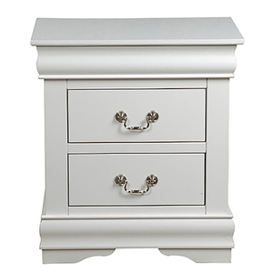 White 2 <b>Drawer</b> Nightstand With Silver Handles Bedroom <b>Storage</b> Cabinet - Product Image 3