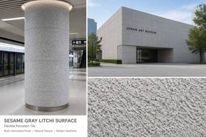 Carrelage en porcelaine flexible gris sésame moderne à surface litchi, <span class=keywords><strong>pierre</strong></span> souple MCM pour façade extérieure de villa et revêtement mural intérieur - Product Image 6