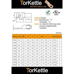 ขั้วต่อสายแบตเตอรี่ทองแดงชุบดีบุกแบบข้ามพรมแดน AWG810 50 ชิ้น 10 ประเภท หัวต่อสายเคเบิล - Product Image 4