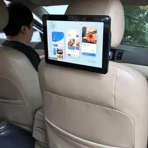 Video Mobil Wifi Monitor Headrest Mobil Android 10.1, Kartu SIM 4G Sentuh GPS 9.0 Inci untuk Iklan Taksi Display Lcd