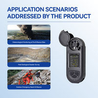 Météo-mètre portable, vitesse du vent 0,3-60 m/s, indice de protection IP67, température -40°C à 70°C, fonction d'alarme, conçu pour les opérations de sauvetage en cas d'incendie