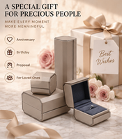 Boîte à bijoux octogonale en PU de haute qualité, logo personnalisé imprimé, boîte à bagues, pendentifs, boucles d'oreilles, boîte à bibelots pour cadeau de mariage, demande en mariage