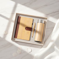 Maßgefertigtes A5 Luxus-Geschäftsgeschenkset Bambus-Holz Isolierbecher, Stift und Notizbuch-Set für Geschäftliche Werbegeschenke und Souvenirs