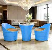 Ensemble de table et de chaises de jardin en plastique moderne, durable, léger, empilable, non pliable, imperméable, facile à transporter, pour hôtel, terrasse