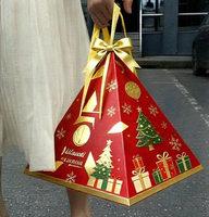 Maßgefertigte Pyramidenbox Umweltfreundlich Recycelbar Hochwertig Weihnachtsstil Kuchen-Dessert-Box Europäische To-Go-Box