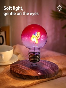 Modern Levitating LED Bulb With Rainbow Design Wooden Base Touch Control Color Changing Home Decor Night <b>Light</b> - Product Image 5
