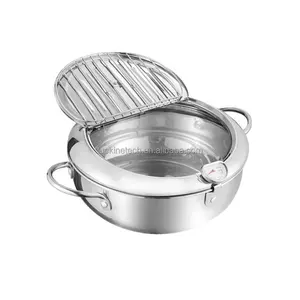 2.2L 3.4L Capacity Deep Frying Pot mit eine Thermometer 304 Stainless Steel Kitchen Tempura Fryer Cooking Pan mit Lid