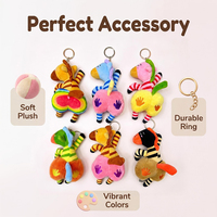 Porte-clés en peluche zèbre amusant avec gros derrière, rayures colorées, breloque de sac en peluche, pendentif de sac à dos unique et doux pour la décoration
