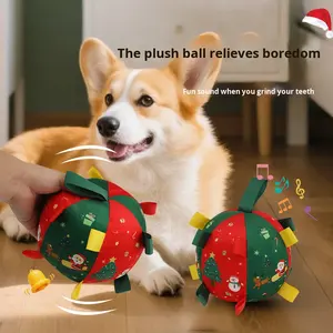 Schattig huisdier speelgoed bal hond Kerstmis buiten flanel/PP katoen polyester tandenknarsen bijtbestendig geluid gevuld training - Product Image 2