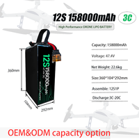 Batteries polymères et ioniques au lithium 12S à haute densité énergétique, pochettes de batteries de 94000 mAh, 134000 mAh, 88000 mAh pour FPV UAV