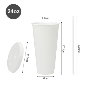 Tasse Gobelet Isotherme <span class=keywords><strong>en</strong></span> <span class=keywords><strong>Plastique</strong></span> à Paroi Simple Couleur Unie Réutilisable 24 oz (710 ml) <span class=keywords><strong>avec</strong></span> Couvercles et Pailles pour Boissons Froides et Café - Product Image 3