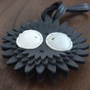 High Quality PU <b>Leather</b> Carabiner Keychain Handcrafted Black Coal Ball Bag Pendants Fashionable Accessories for Car <b>Key</b> Decor - Product Image 5