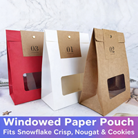 Sachet Doypack en papier kraft avec fenêtre transparente pour emballage de bonbons nougat croustillants et snacks, logo personnalisé