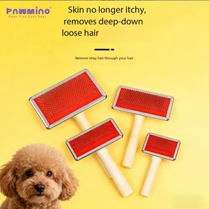 Peigne de toilettage Pawmino pour animaux de compagnie, aiguilles en acier inoxydable, manche en bois, brosse pour l'entretien des poils doux des chiens - Product Image 5