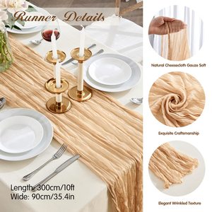 Beige Cheesecloth <strong>Table</strong> <strong>Runners</strong> Gauze <strong>Table</strong> <strong>Runners</strong> Boho <strong>Table</strong> <strong>Runners</strong> for Bridal Shower Wedding Birthday Party Decorations - Product Image 3