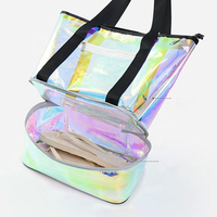 Sacs de natation en PVC transparent personnalisés à grande capacité, avec motif de dessin animé, laser, séparation sec/humide, sacs fourre-tout en PVC, sac de plage