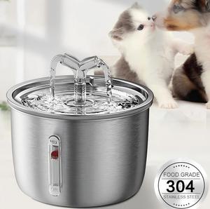 Distributore d'Acqua Automatico Intelligente <span class=keywords><strong>per</strong></span> Animali Domestici da 2L, Fontana <span class=keywords><strong>per</strong></span> <span class=keywords><strong>Gatti</strong></span> in Acciaio Inox, Fontane Metalliche da Interno <span class=keywords><strong>per</strong></span> Due <span class=keywords><strong>Gatti</strong></span> - Product Image 1
