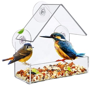 Mangeoire à oiseaux transparente avec ventouse puissante, trous de drainage, plateau amovible, robuste et durable, pour oiseaux sauvages, colorée, taille moyenne - Product Image 1