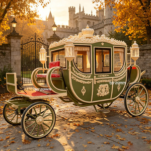 Chariot royal de luxe à chevaux préfabriqué, accessoire de paysage pour la construction d'aires touristiques historiques et l'expérience de photographie - Product Image 1