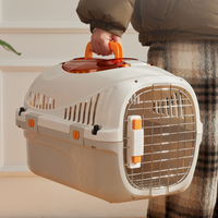Nouvelle cage de transport portable pour animaux de compagnie en plastique, pour chat et chien, avec fermeture à bouton, ventilée, anti-stress, pour le transport en voiture