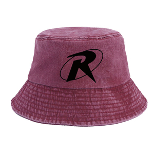 Chapeau Bob en Coton Délavé Vintage Personnalisé avec Logo R Noir Imprimé, Large Bord, Protection Solaire Extérieure, Casquette de Pêcheur, Plusieurs Couleurs Délavées - Product Image 5