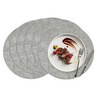 Sets de table gris en similicuir, imperméables, résistants à la chaleur, antidérapants, lavables et essuyables en vinyle pour table à manger