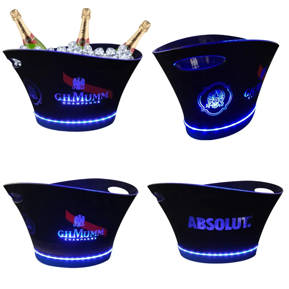 9 Litros OEM Acrílico gelo balde Night club Vinho Beer LED Ice Bucket Preço barato Baldes Limpar para bar cerveja garrafa de champanhe