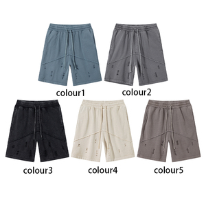 Pantaloncini con vecchi fori con due tasche con orlo laterale vecchio stile estivo pantaloncini da uomo 100 pantaloncini traspiranti con logo personalizzato in cotone - Product Image 4