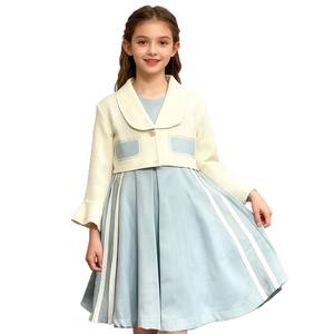 Nuovo Arrivo Primavera 2025 per Bambine, Cardigan con Bottoni a Maniche Lunghe in Stile Occidentale, Abito Principessa a Due Pezzi Lunghezza al Ginocchio - Product Image 6