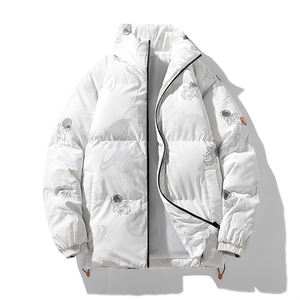 Cuello alto para hombre, abrigo cálido, color bloqueado, pareja, jóvenes, prendas de vestir exteriores acolchadas de algodón, color caramelo, de moda - Product Image 1