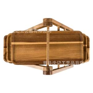 Wooden Three Layer Folding Serving Tray 3 Floors Multi Functional <b>Kitchen</b> Storage Rack For Food Display - Product Image 5