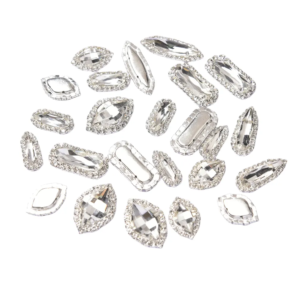 Coudre sur strass cristal de verre blanc Flatback avec griffe d'or diamant bricolage artisanat Costume chaussures fabrication de bijoux boucles d'oreilles collier