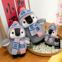 Peluche Pingouin Esthétique pour Adultes, Doux Jouet en Peluche avec Écharpe et Chapeau, Jouet Apaisant et Câlin pour Soulager le Stress