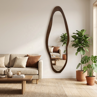 Miroir mural vintage irrégulier en bois, miroir de salle de bain et miroir décoratif, miroir argenté HD