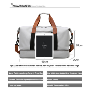 حقيبة رياضية خفيفة الوزن مقاومة للماء من قماش أكسفورد مع شعار مخصص للنساء، حقيبة ترويجية للصالة الرياضية واليوغا - Product Image 3