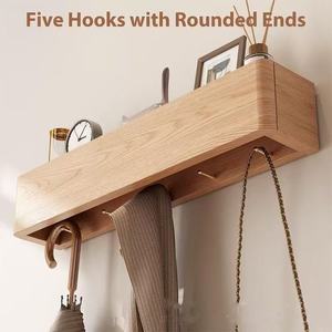 Wooden <b>wall</b> <b>shelf</b> for living room ornaments, entryway key storage rack, coat rack, <b>wall</b>-<b>mounted</b> storage unit - Product Image 1