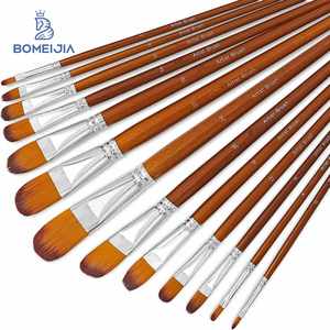 Juego de Pinceles de Acuarela Artista Filbert, 13 Piezas, Virola de Cobre, Pelo de Nailon, Mango Largo de Madera para Pintar - Product Image 1