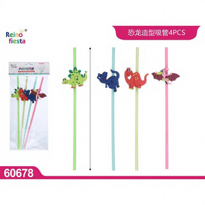 Lot de 4 pailles à boire en forme de dinosaure pour enfants, marque Peiyong, modèle 60678, pour décorations de fête et plaisir à boire - Product Image 1