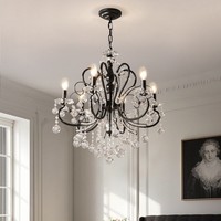 Lustre LED Rétro Français en Cristal Style Mid-Century pour Salon Chambre Haute Qualité CRI 98 220V Lumière Principale Luxe Romantique