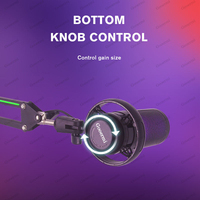 Gooermi A22S Microphone d'enregistrement USB de jeu Micro à condensateur avec muet, support de bras pour le streaming RGB Mic Stand