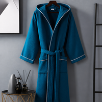 Peignoir en coton gaufré 100% avec col châle, idéal pour hôtels de luxe, personnalisable avec logo, vente en gros OEM pour toutes les saisons