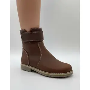 Botas de Tobillo de Moda para Niñas, con Parte Superior de Piel Marrón, Estilo Vaquero, Cómodas, para Regalo - Product Image 2