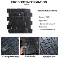 Mosaïque de pierre de jade noir moderne, finition polie, épaisseur 10 mm, pour restaurant, hôtel, B&B, sol et mur de salle de bain, vente en gros