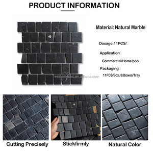 Mosaïque de pierre de jade noir rustique antique, finition vieillie, pour projets de restaurants, hôtels, gîtes, revêtement mural et de sol, vente en gros - Product Image 2