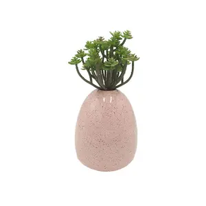 Pot bunga tanaman kebun pekerjaan mandiri beton Terrazzo bulat halus merah muda