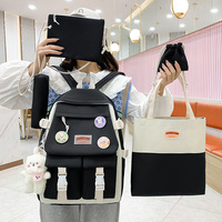 Nueva Mochila Escolar de Moda para Estudiantes, Juego de 5 Piezas, Linda Mochila Universitaria para Chicas